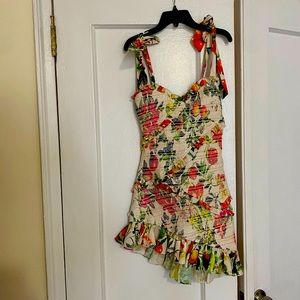 Roccoco Sand Floral Asymmetrical Dress